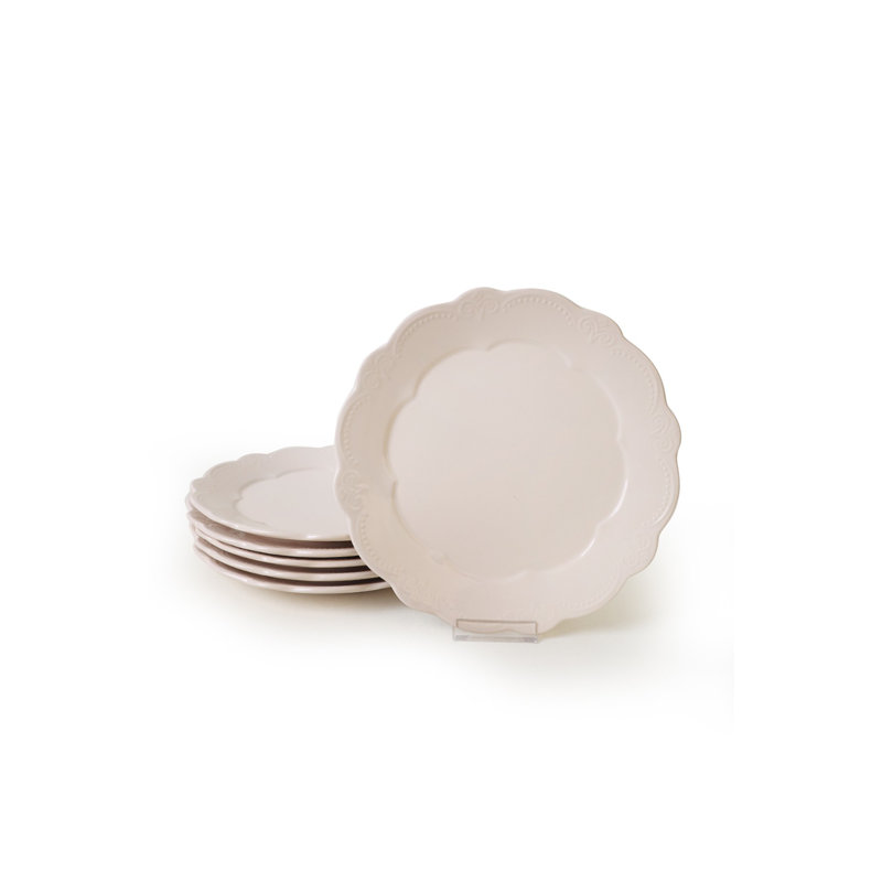 Ensemble de 6 assiettes élégantes, couleur crème, 11,0 po x 11,0 po | 100% grès céramique, antibactérien, écologique, va au lave-vaisselle et au micro-ondes | Facile à nettoyer, parfait pour les repas et les réceptions