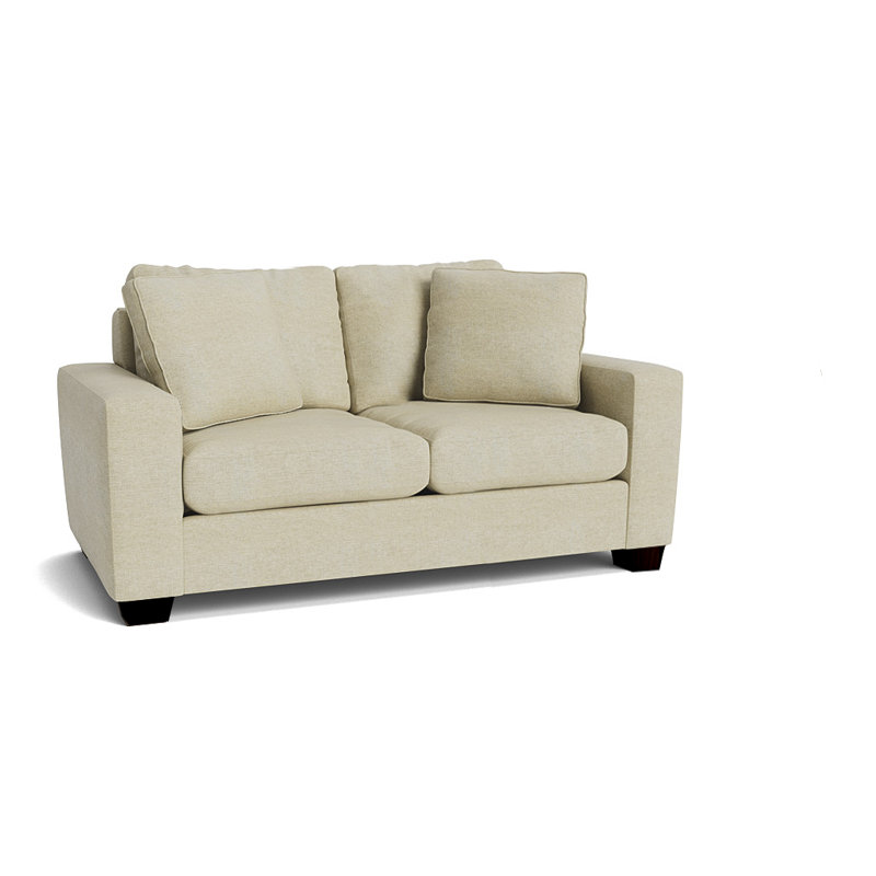 Causeuse à accoudoirs carrés de 64 po avec coussins réversibles Anastase, Sandstone Jango, Espresso