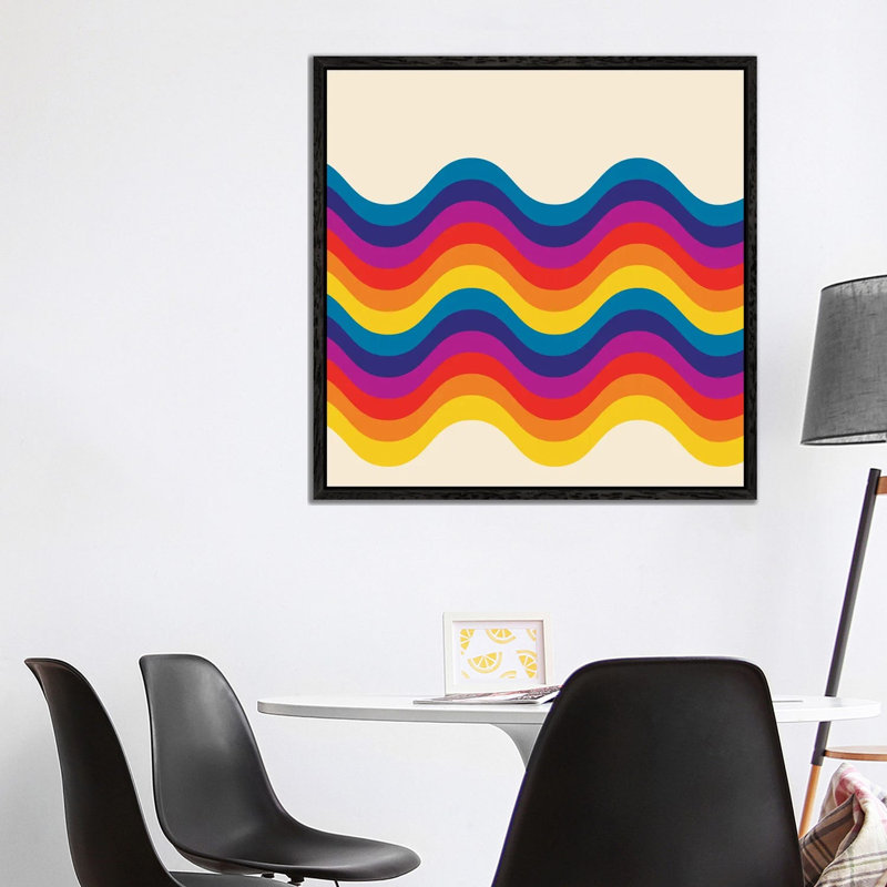 Wavy Retro Rainbow by Show Me Mars - Gallery-Wrapped Canvas Giclée on Canvas, 93.98 cm H x 93.98 cm W, Black Framed