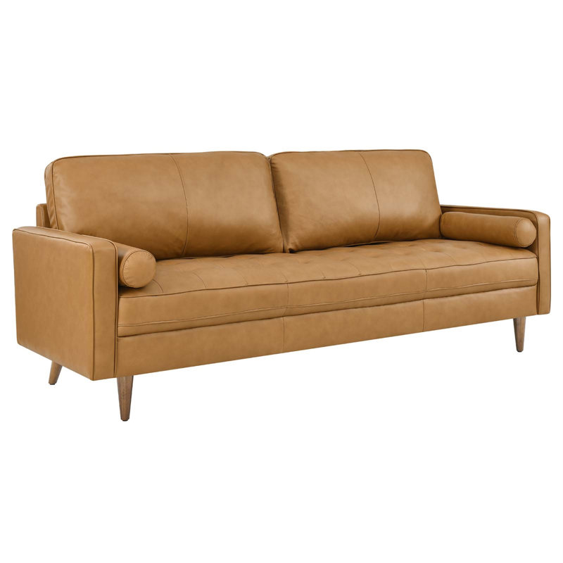 Modway Valour 88" Leather Sofa, Tan Faux Leather