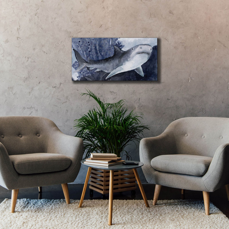 'Shark Swim 2    ' by Stellar Design Studio, Canvas Wall Art, 20" H x 40" W x 1.5" D