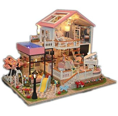 Ensemble de boîte de chambre miniature Wizardi - Ensemble de maison de poupée rose