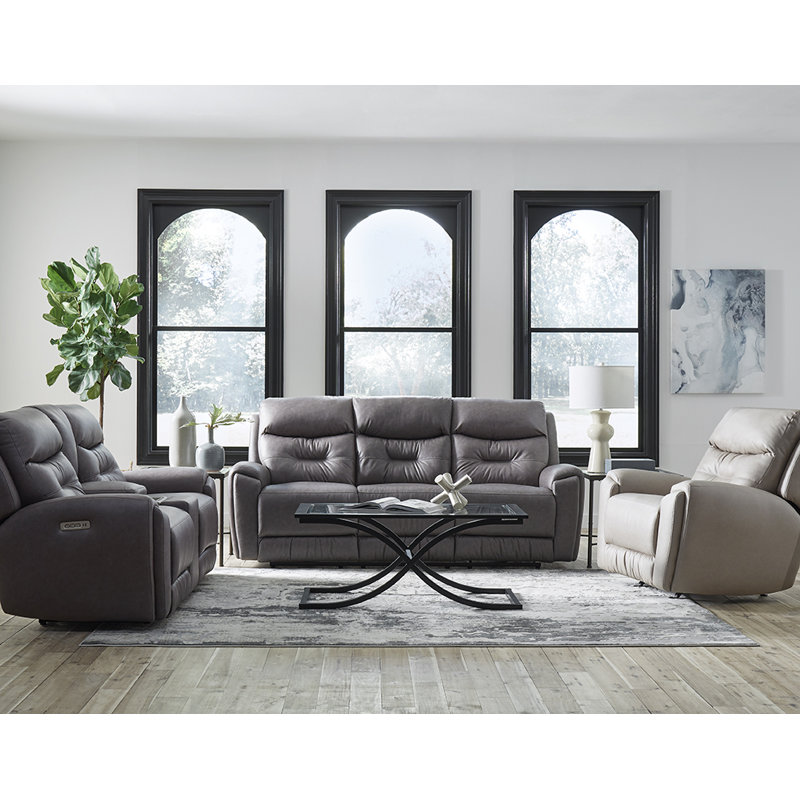 Canapé inclinable à accoudoirs arrondis 90 po, Mélange de polyester gris