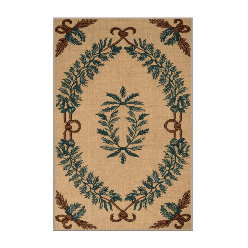 Tapis brun français lavable à la machine, Rectangle 7 pi x 9 pi