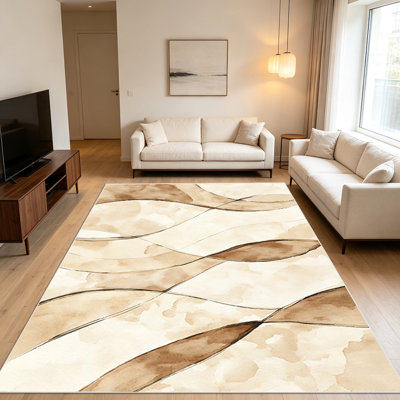 1pièces abstraites de style ondulé pour le salon, douces et confortables, convenant à toutes les saisons, faciles à entretenir, tapis de sol intérieur lavable à la machine, sous la table de ferme convenant à la chambre à coucher, à la salle à manger, au bureau, au balcon, au patio, à la maison ,
