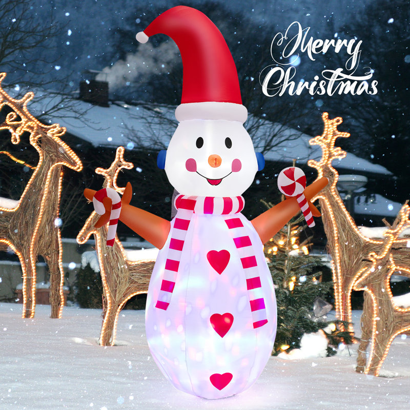 Décoration de Noël bonhomme de neige gonflable rotatif