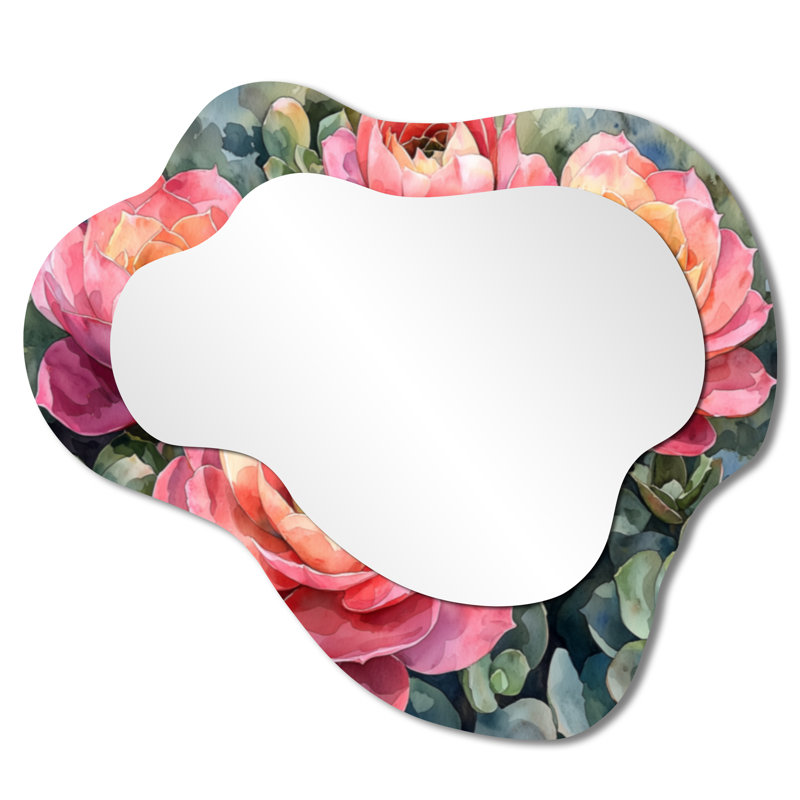 Echeveria Elegans Succulent Mexico Bloomscape I - Succulent Irregular Asymmetrical Mirror, Traditional Wall Mirror, Printed on Metal