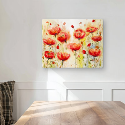 Red flowers garden - Red metal print for home decor | Buy Now