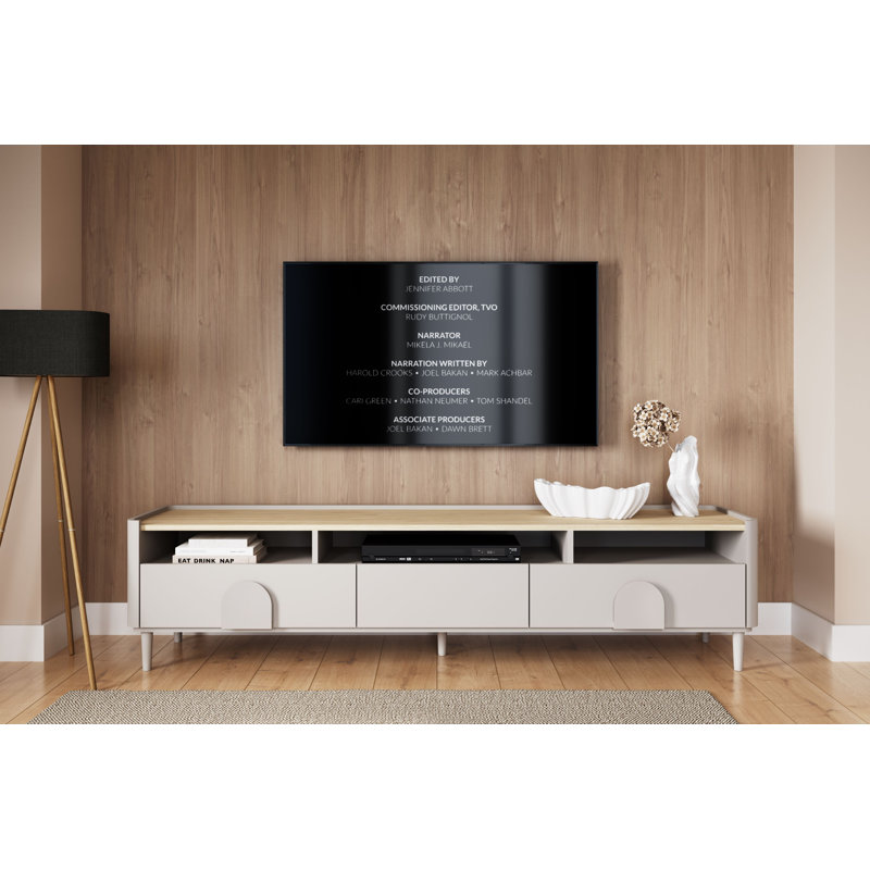 Sadeen TV Stand for TVs up to 77", Beige/Oak