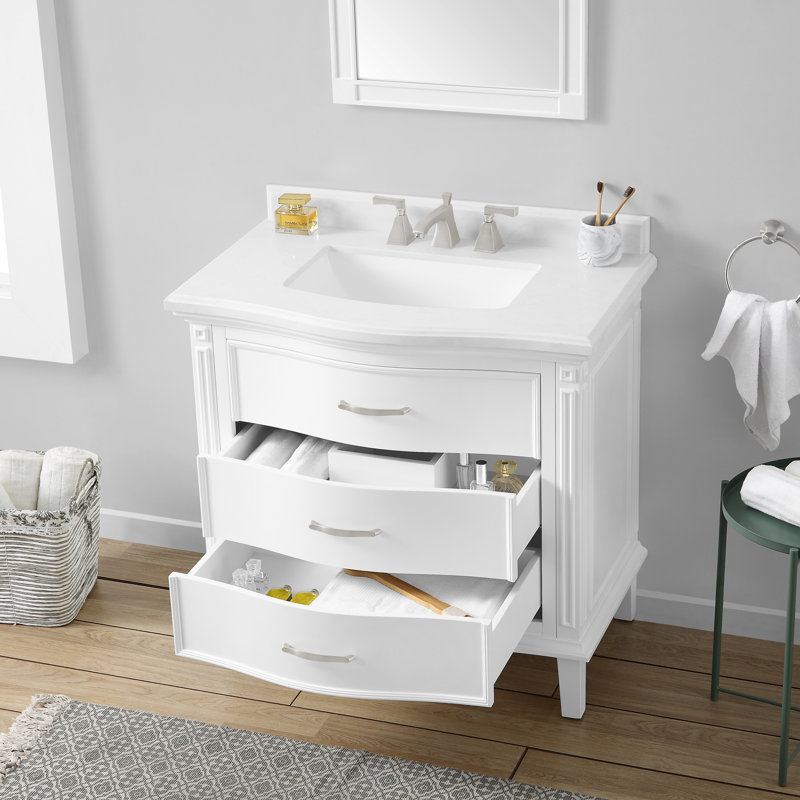 Mira 36” Freestanding Single Bathroom Vanity Set with Countertop and Sink, White