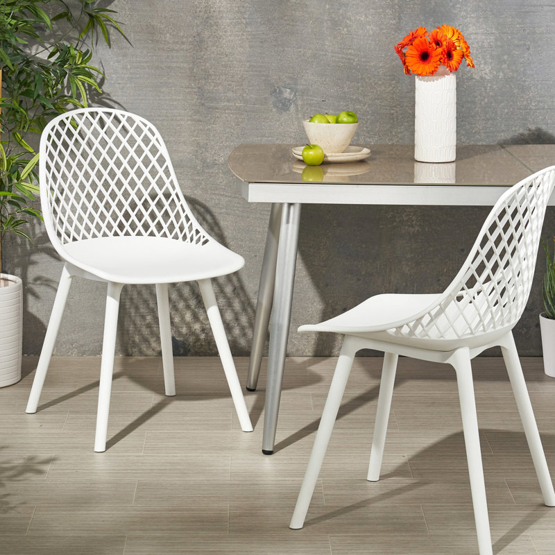 Mobilier d'extérieur en polypropylène - Chaises en maille diamant, Blanc