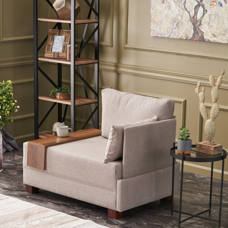 Canapé modulaire rembourré 39,4 po Elliet, 100 % polyester crème