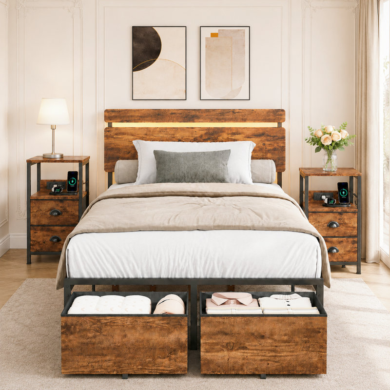 Ensemble de chambre à coucher 3 pièces, Brown/Black, Twin