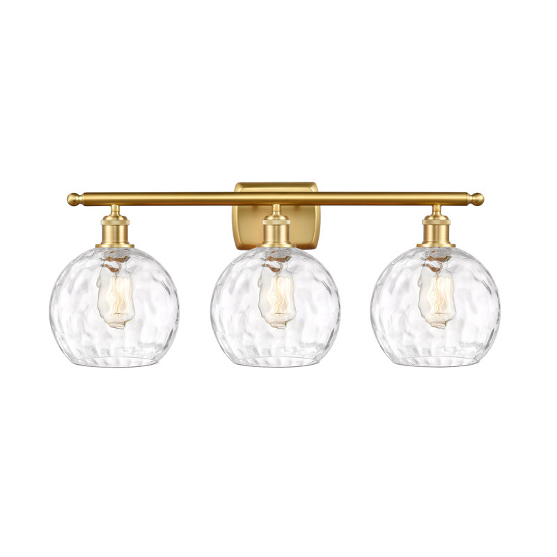 Éclairage pour meuble-lavabo en laiton antique à 3 lumières Almatine, Or satiné, Ampoule non incluse
