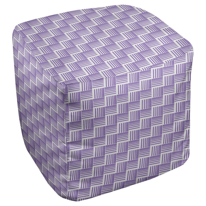 Repose-pieds cubique à rayures classic basketweave, Mauve / Gris