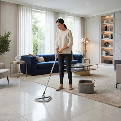 Spin Mop And Bucket System With Clean/dirty Water Separation, 360° Rotating Mop Head, Adjustable Stainless Steel Handle, 4 Reusable Microfiber Pads For Hardwood, Tile, Laminate Floors