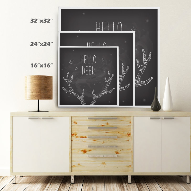 «Yes Deer Holiday Reindeer», reproduction d'impression, H 32 po x l 32 po x P 1,5 po, Toile tendue
