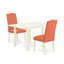 L'ensemble de table de salle à manger 3 pièces comprend une table de salle à manger rectangulaire avec abattant et 2 chaises rembourrées en lin Shitake foncé, blanc lin-496246300-496246375