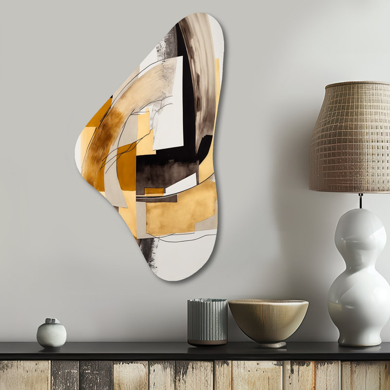 Art mural glamour abstrait art déco IV - Boomerang abstrait en métal, H 31 po x l 17 po