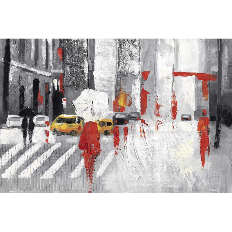 Abstract Cloudy City Street Canvas | Building Bedroom Decor, 36" H x 24" W