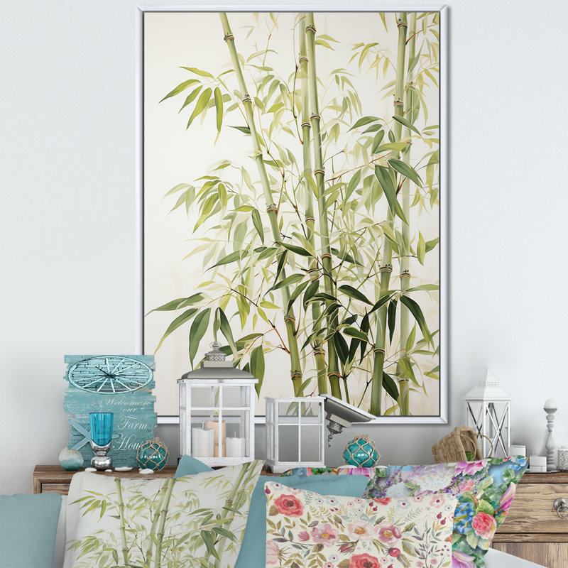 «Mute Bamboo Embrace I», reproduction sur toile, H 32 po x l 24 po x P 1 po, Cadre flottant blanc