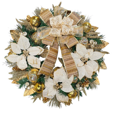 White Gold Poinsettia Wreath.