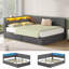 Upholstered Daybed with Charging Station & Hydraulic Storage, Corner Bed with LED Headboard-1087049671-1087049670