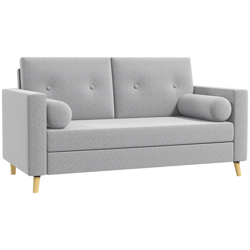 Causeuse à accoudoirs arrondis 51,2 po Charie, 100 % polyester gris