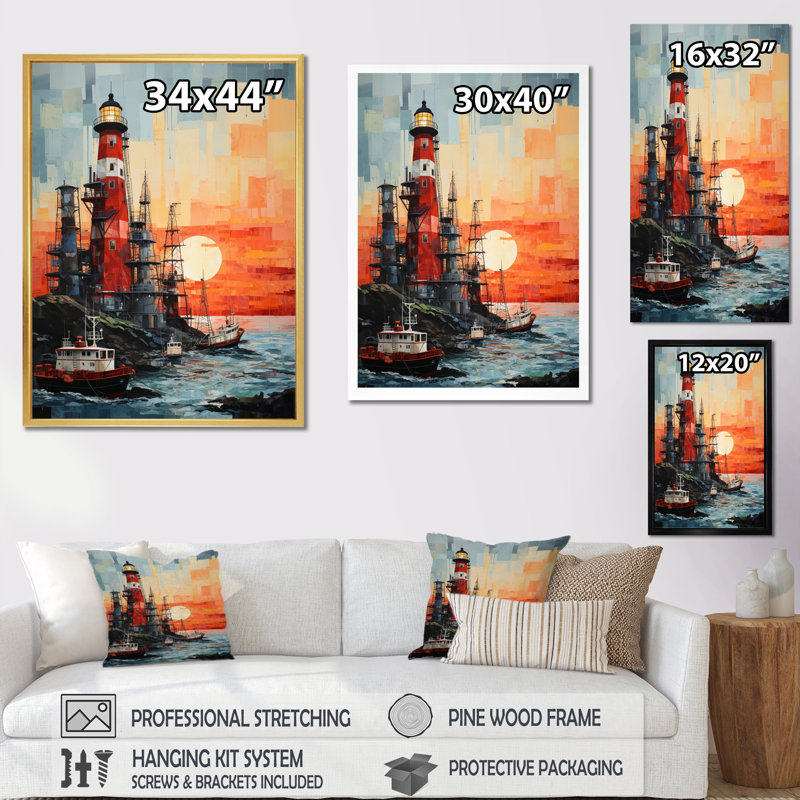 «Elisamarie Red Oil Rigs Resilient Rig I», reproduction sur toile encadrée, H 32 po x l 24 po x P 1 po, Toile tendue