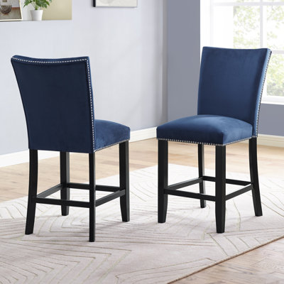 Anxhela Upholstered Counter Stool with Metal Frame