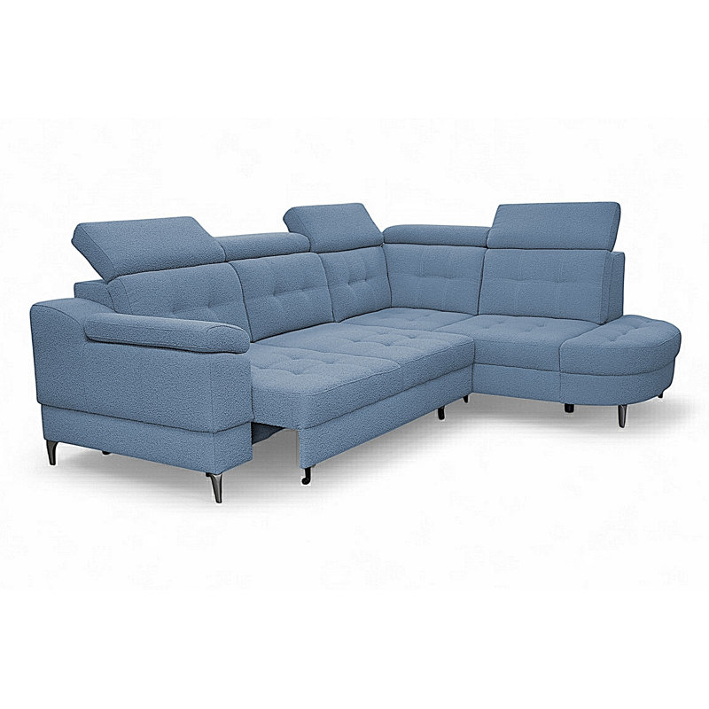 5 Seater Corner Sectional, Blue, Right Hand Facing