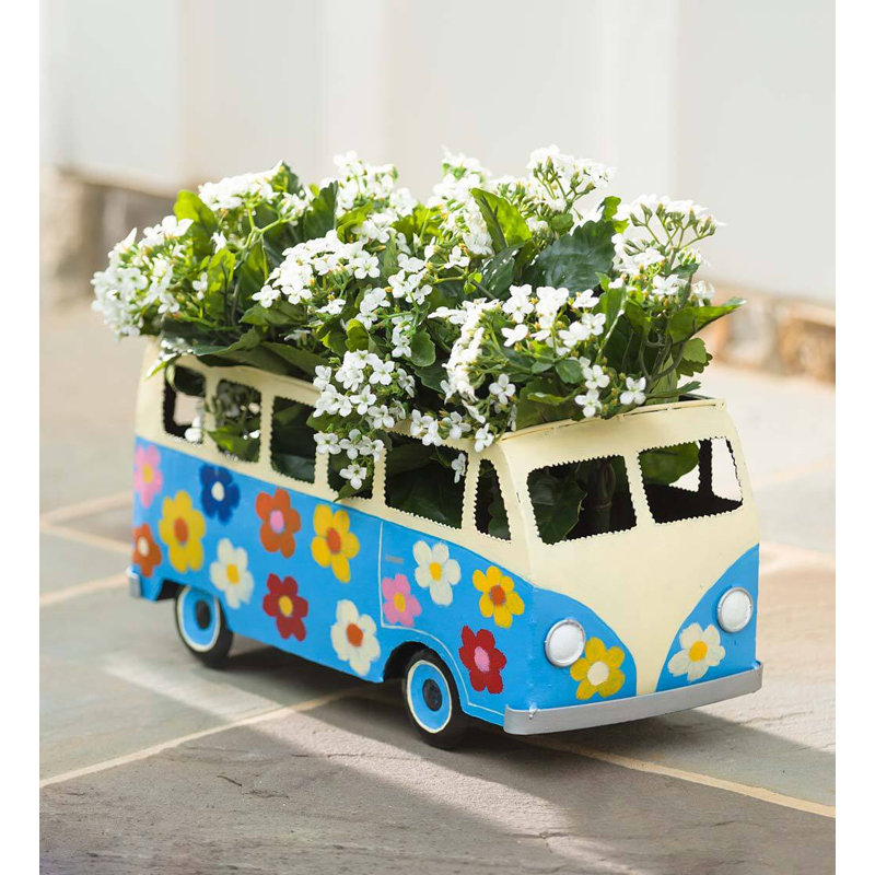 Metal Statue Planter, Blue