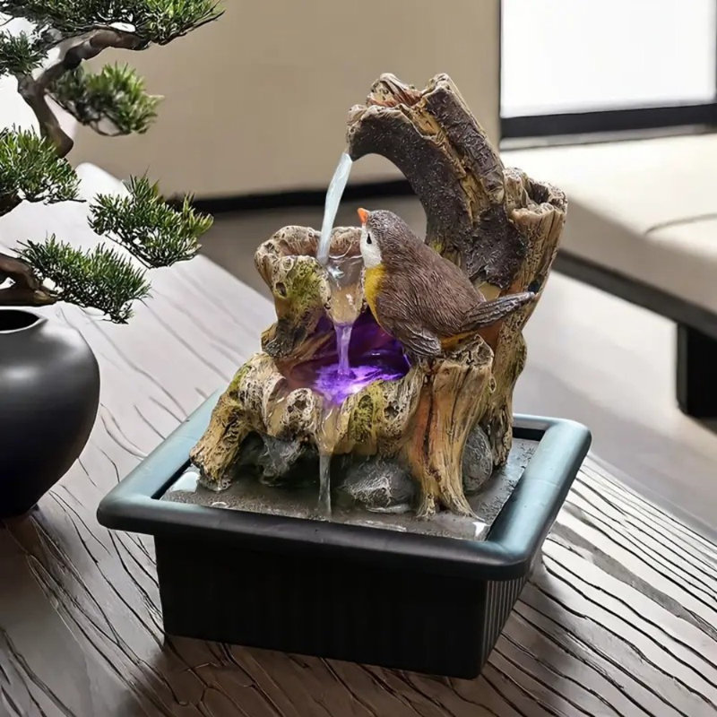 Bird Tabletop Water Fountain | Quiet Pump | Zen & Nature Décor | Promotes Focus, Creativity, Promote Sleep | Reminder To Pause | Home Or Desk