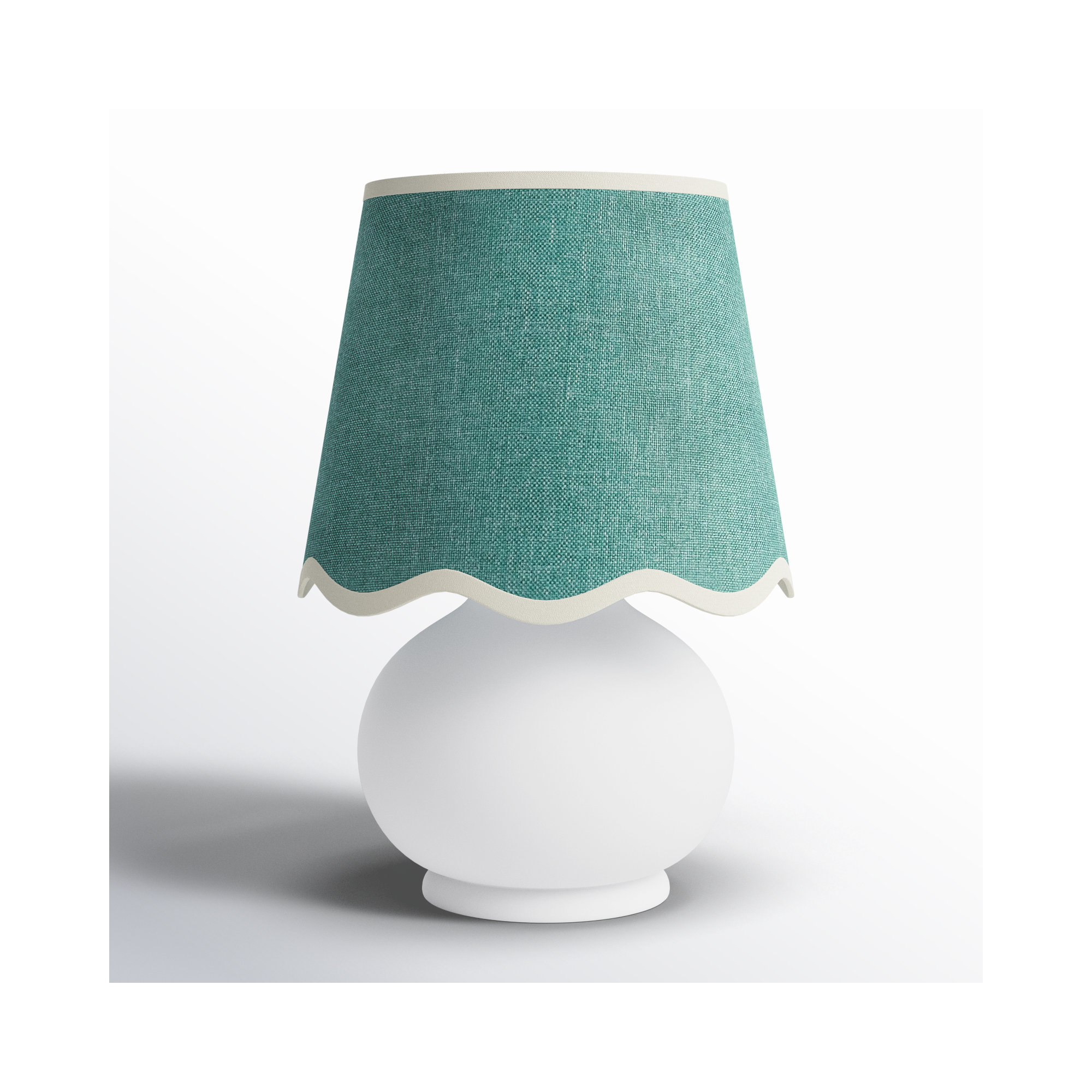 Momsen Colored Scallop Shade Lamp, Green, White
