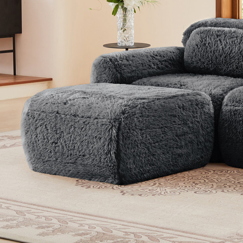 Plush Fabric Ottoman For Living Room – Footrest, Spare Seat & Decorative Accent, Dark Gray
