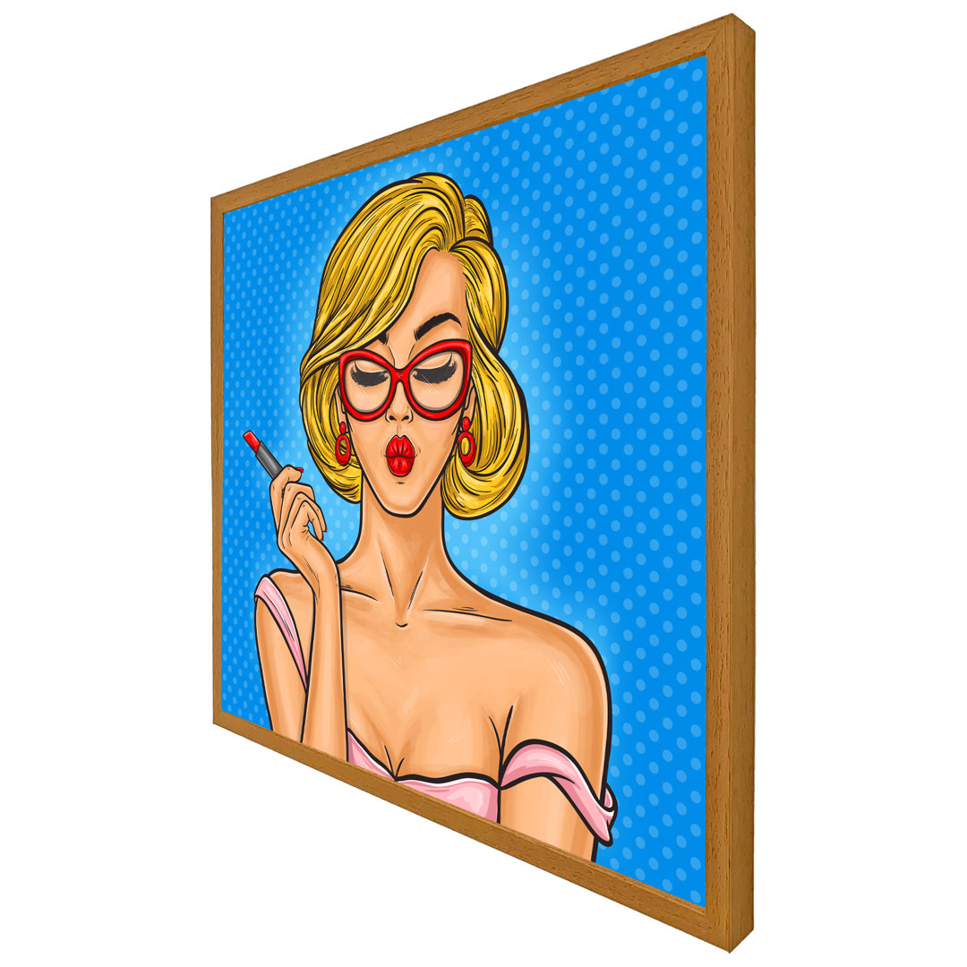 Inniswold Pop Art Illustration Woman Paints Her Lips - Single Picture Frame Print