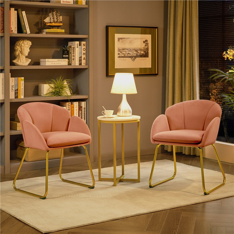 Fitchburg 20'' H Upholstered Metal Dining Chair, Pink