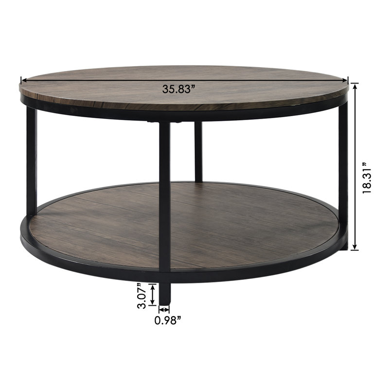 Kensei Coffee Table, 18" H x 36" W x 36" L, Gray Brown