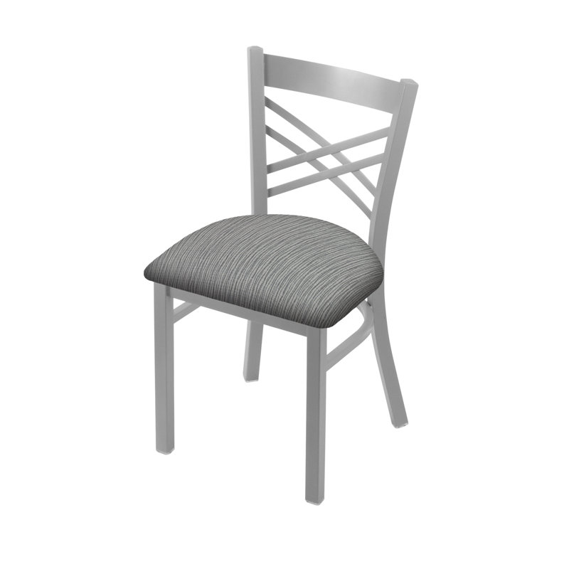 Catalina 18'' H Upholstered Metal Side Chair, Anodized Nickel, Fabric-Graph Alpine