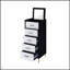 Luxueuse armoire à bijoux 4 tiroirs avec plateau relevable et miroir de coiffeuse noir et argent, parfaite pour organiser et présenter vos accessoires préférés.