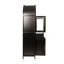 Armoire de cuisine 71 po en bois aggloméré noir avec porte en verre arquée, tablettes réglables et porte de grange pour le rangement de la salle à manger