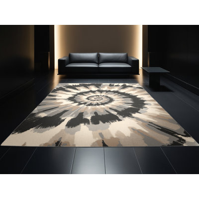 Tapis éclectique abstrait gris lavable à la machine Brooksville