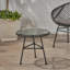 Table d'appoint extérieure en faux rotin avec plateau en verre et table de bout en verre trempé-130203169