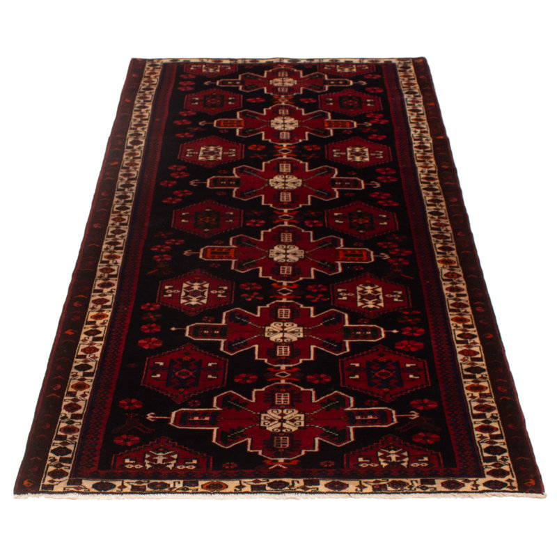 Tapis rouge / beige unique de 4 pi 11 po x 9 pi 6 po Harriger