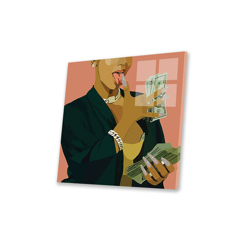 «Gettin '2 The $ Print» sur verre acrylique, H 24 po x l 24 po x P 0,25 po