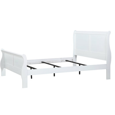 Solid Wood Full Size Bed In Enchanting White With Efficient Drawer Options And Metal Glides Precision For Bedroom