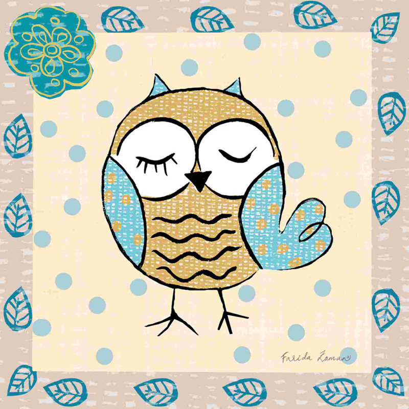 " Whimsy Owls IV " by Farida Zaman, 12" H x 12" W