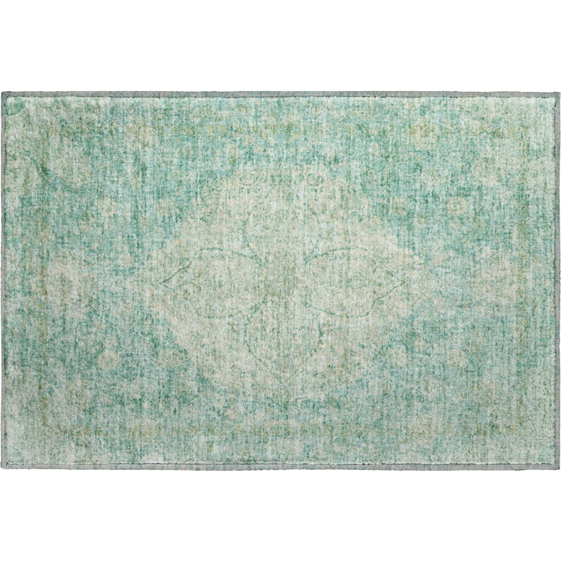 Premium Machine Washable Mayfield AMF2136 global Rug, 1'8" x 2'6", Teal