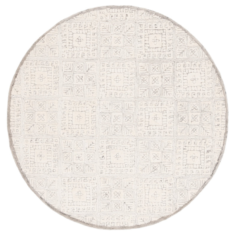 Freddy Hand Tufted Wool Geometric Rug, Round 6'