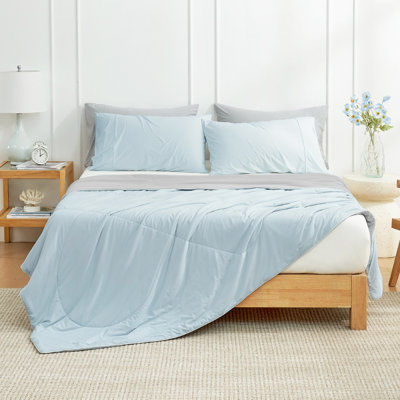 Cooling Comforter for Hot Sleepers – Reduces Skin Temp 2–5°C, Fluffy Down Alternative Fill, Machine Washable, All-Season Blanket for Night Sweats